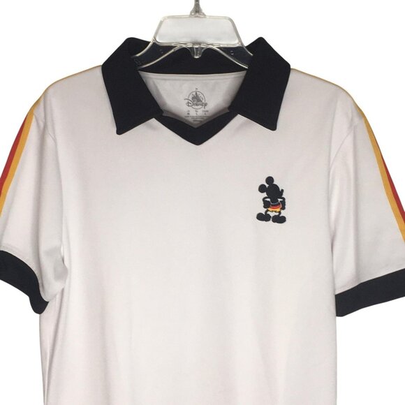 Disney Mickey Mouse Polo Shirt Mens Medium White Black EPCOT World Showcase - Picture 2 of 15